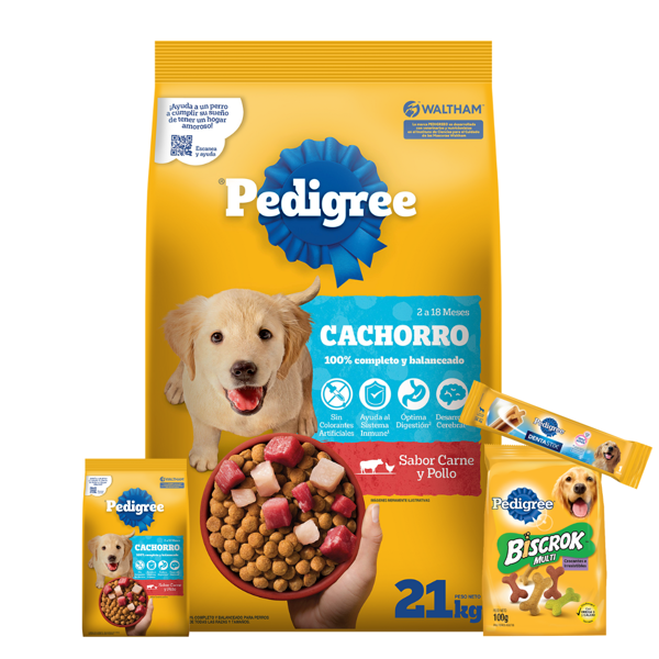 Imagen de Alimento PEDIGREE Perro Cachorro Carne, Pollo y Cereales 21 + 1,5 kg + Regalo