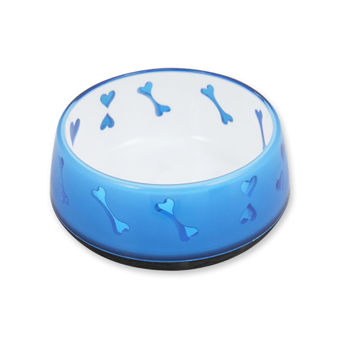 Imagen de Plato Para Perro AFP Hueso y Corazones Chico Azul