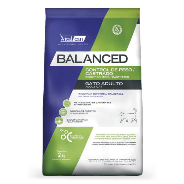 Imagen de Alimento BALANCED Gato Adulto Control De Peso y Castrado 2 Kg