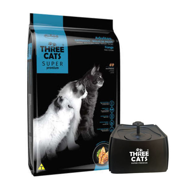 Imagen de Alimento THREE CATS Super Premium Gato Castrado Bola de Pelo Sabor Pollo 10 kg + Regalo
