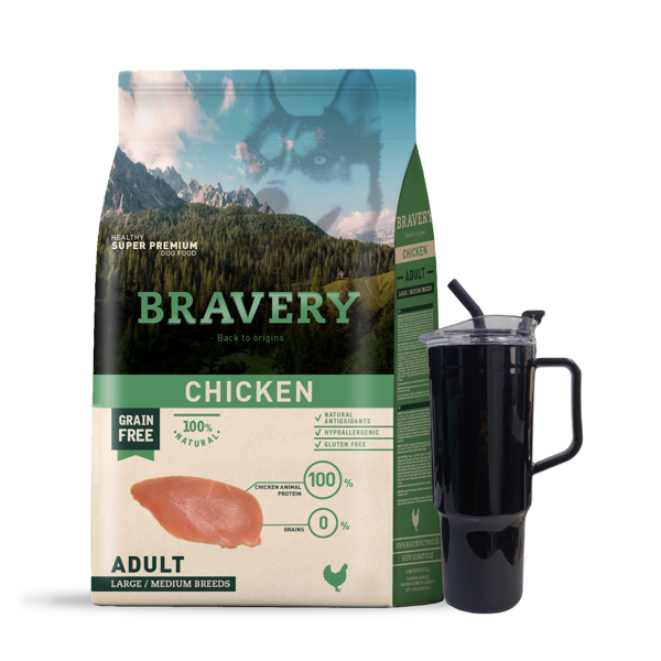 Imagen de Alimento BRAVERY Perro Adulto Raza Mediana y Grande Sabor Pollo 12 kg + Regalo