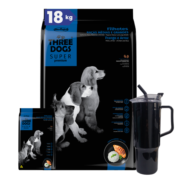 Imagen de Alimento THREE DOGS Perro Super Premium Cachorros Razas Medianas y Grandes 15 + 2 kg + Regalo
