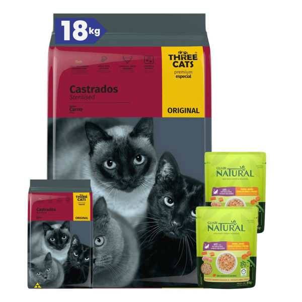 Imagen de Alimento THREE CATS Original Gato Castrado 15 kg + Regalo