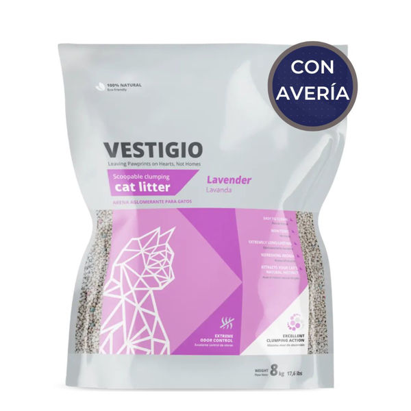 Imagen de Arena Sanitaria VESTIGIO Lavanda 8KG / Con Avería