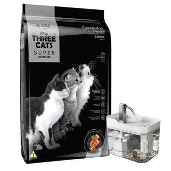 Imagen de Alimento THREE CATS Super Premium Gato Adulto Castrado Salmón 10 kg + Regalo