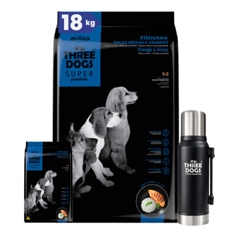 Imagen de Alimento THREE DOGS Perro Super Premium Cachorros Razas Medianas y Grandes 15 + 2 kg + Regalo