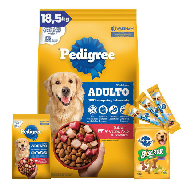 Imagen de Alimento PEDIGREE Perro Adulto Carne, Pollo y Cereales 17 kg + 1,5 kg + Regalo