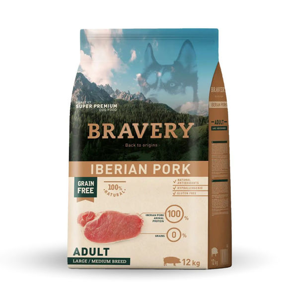 Imagen de Alimento BRAVERY Perro Adulto Raza Mediana y Grande Cerdo Ibérico 12 Kg