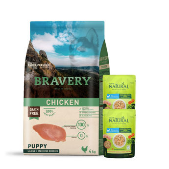 Imagen de Alimento BRAVERY Perro Cachorro Raza Mediana y Grande Sabor Pollo 4 kg + Regalo