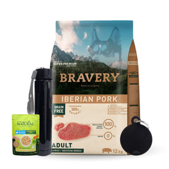 Imagen de Alimento BRAVERY Perro Adulto Raza Mediana y Grande Cerdo Ibérico 12 Kg + Regalo