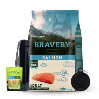 Imagen de Alimento BRAVERY Perro Adulto Raza Mediana y Grande Sabor Salmon 12 kg + Regalo