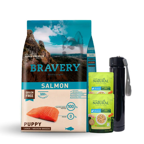 Imagen de Alimento BRAVERY Perro Cachorro Raza Mediana y Grande Salmón 4 Kg + Regalo