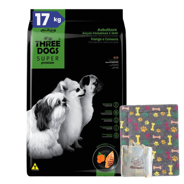 Imagen de Alimento THREE DOGS Perro Super Premium Adulto Raza Pequeña 15 + 2 Kg + Regalo