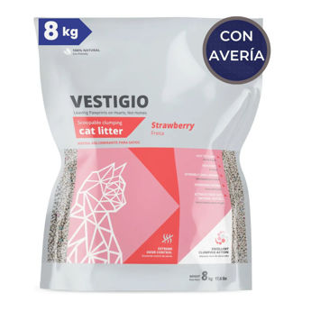 Imagen de Arena Sanitaria Aglomerante VESTIGIO Gato Aroma Frutilla 8 kg / Con Avería