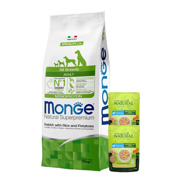 Imagen de Alimento MONGE Monoproteico Perro Adulto Conejo 12 Kg + Regalo