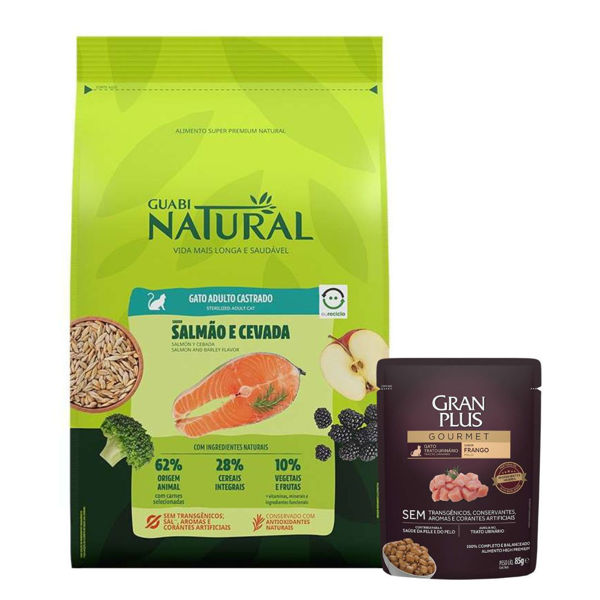 Imagen de Alimento GUABI Gato Castrado Sabor Salmón y Cebada 1,5 kg + Regalo