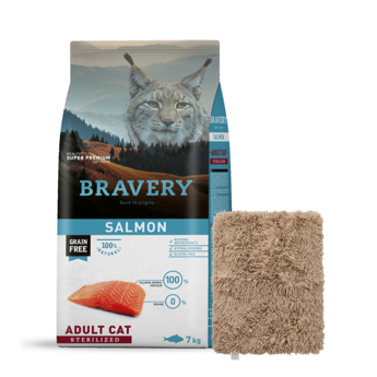 Imagen de Alimento BRAVERY Gato Adulto Castrado Sabor Salmón 7 kg + Regalo