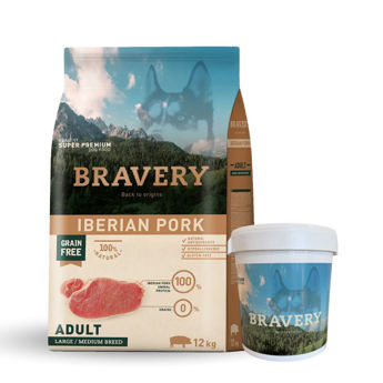 Imagen de Alimento BRAVERY Perro Adulto Raza Mediana y Grande Cerdo Ibérico 12 Kg + Regalo