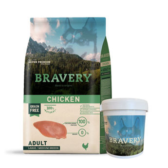 Imagen de Alimento BRAVERY Perro Adulto Raza Mediana y Grande Sabor Pollo 12 kg + Regalo