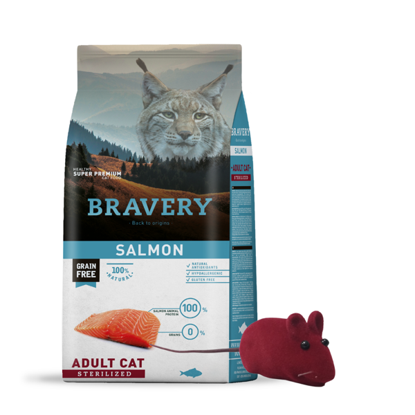Imagen de Alimento BRAVERY Gato Adulto Castrado Sabor Salmón 2 kg + Regalo