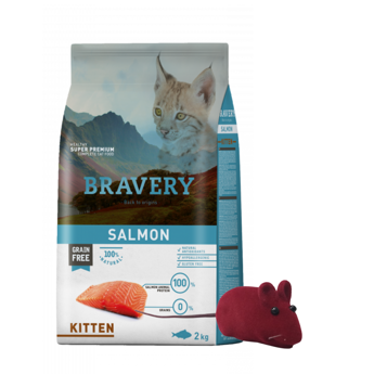 Imagen de Alimento BRAVERY Gato Cachorro Kitten Sabor Salmón 2 kg + Regalo