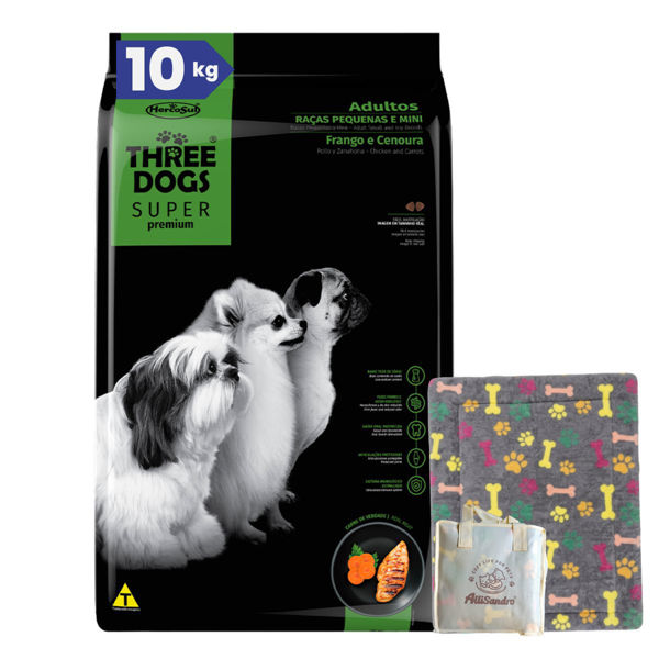 Imagen de Alimento THREE DOGS Perro Super Premium Adulto Raza Pequeña 10 Kg + Regalo