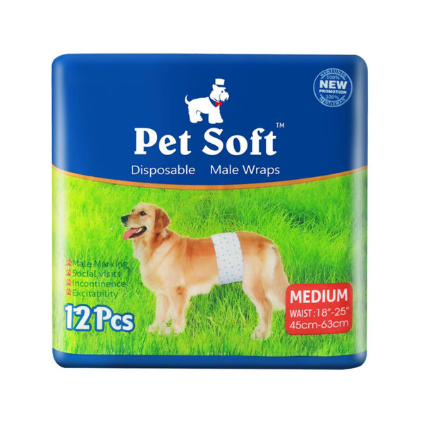 Imagen de Pañales Para Perro PET SOFT Macho Talle M - 12 Unidades