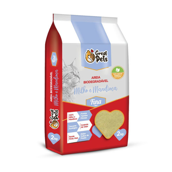 Imagen de Arena Sanitaria GREAT PETS Fina Biodegradable Maíz y Mandioca 2 Kg