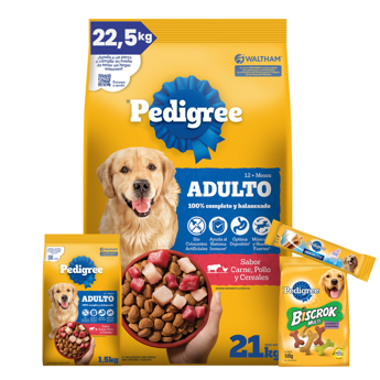 Imagen de Alimento PEDIGREE Perro Adulto Carne, Pollo y Cereales 21 kg + 1,5 kg + Regalo