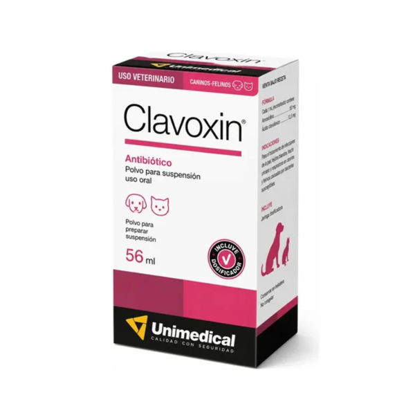 Imagen de Antibiotico CLAVOXIN Polvo Suspension Perros y Gatos 56 ml