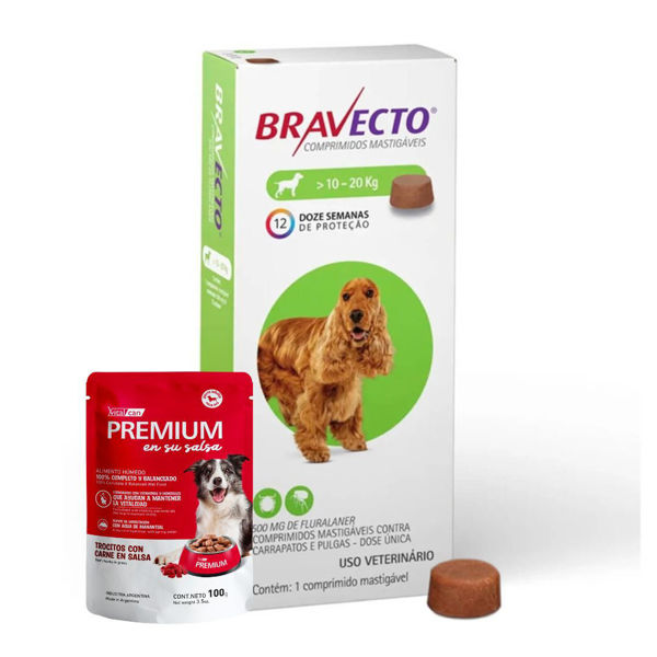 Imagen de Antipulgas y Garrapatas BRAVECTO 10 a 20 kg - 1 Comprimido + Regalo