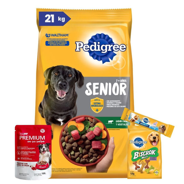 Imagen de Alimento PEDIGREE Perro Senior Carne y Vegetales 21 kg + Regalo