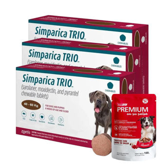Imagen de Antiparasitario Interno y Externo SIMPARICA TRIO 40 a 60 kg - 3 Comprimidos