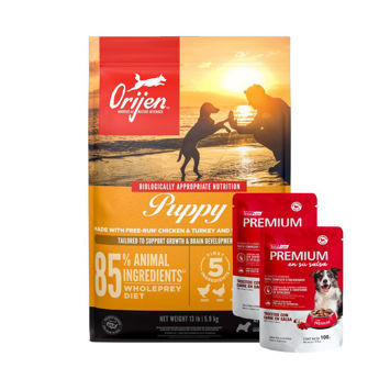 Imagen de Alimento ORIJEN Perro Cachorro 10.6 kg + 2 Salsas