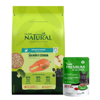 Imagen de Alimento GUABI Gato Castrado Sabor Salmón y Cebada 1,5 kg + Regalo