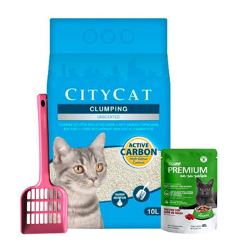 Imagen de Arena Sanitaria Gato CITY CAT Aglomerante 10 lts Carbón Activado + Regalo