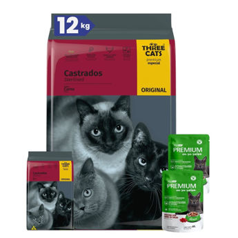 Imagen de Alimento THREE CATS Original Gato Castrado 10,1 kg + Regalo