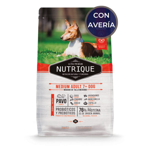 Imagen de Alimento NUTRIQUE Perro Mature +7 Raza Mediana Pavo 12 Kg / Con Avería