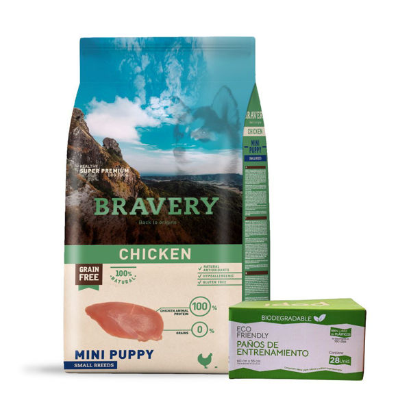 Imagen de Alimento BRAVERY Perro Cachorro Raza Pequeña y Mini Sabor Pollo 4 kg + Regalo
