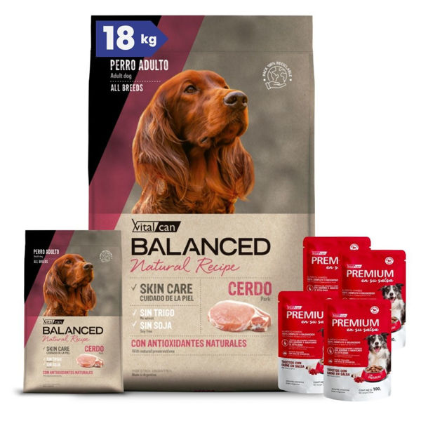Imagen de Alimento VITALCAN Perro BALANCED Adulto Cerdo y Arroz 15 kg + Regalo
